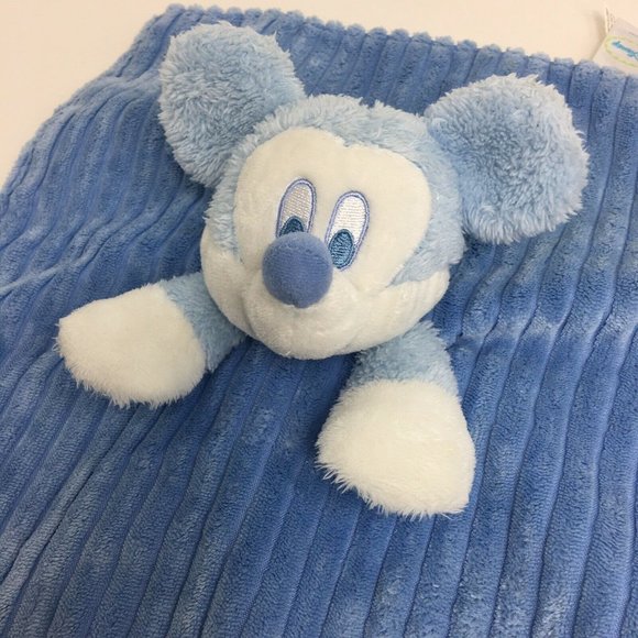 Disney My First Mickey Mouse Blue Plush Lovey Security Blanket Rattle Corduroy - Picture 11 of 12
